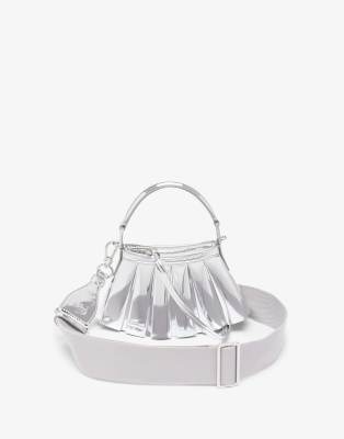 Lacoste Lacoste Lenglen mini leather logo bag in silver