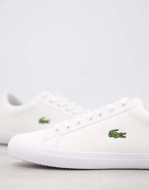 Lacoste white canvas trainers sale