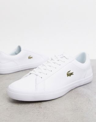 lacoste shoes white and gold