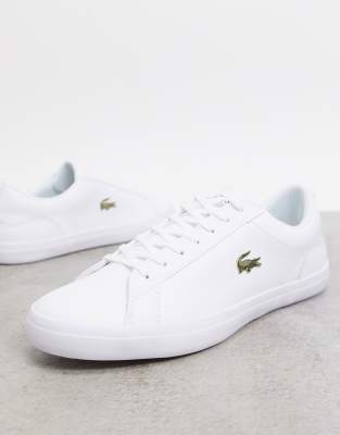 lacoste white and gold shoes