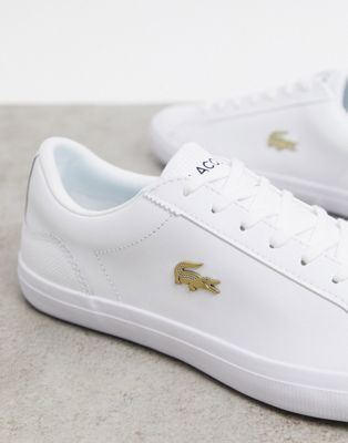 Lacoste lerond gold croc sneakers in 