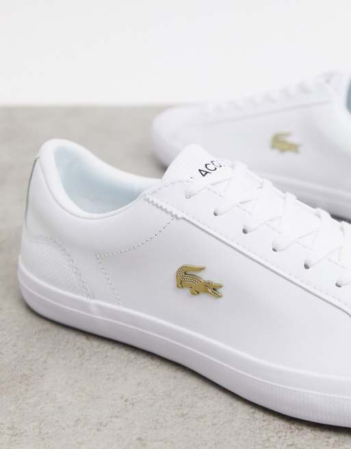 Lacoste lerond gold croc sneakers in white