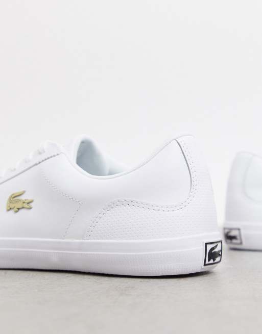 Lacoste shoes cheap white and gold