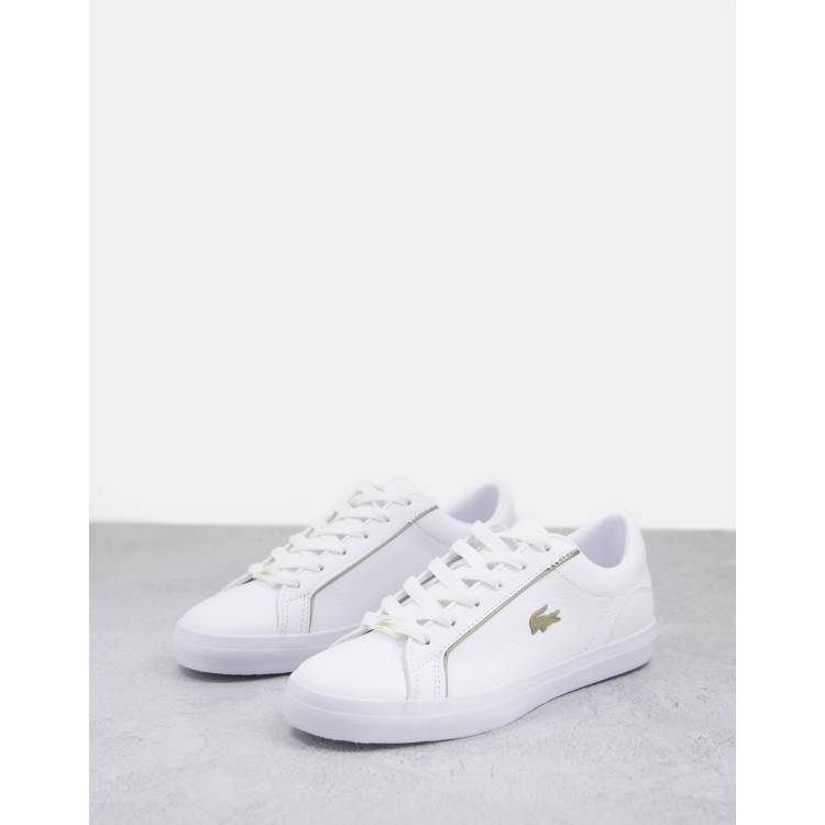 Lacoste white and gold trainers new arrivals