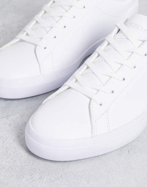 Lacoste plain deals white shoes