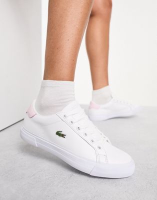 Lacoste Lerond Plus trainers in white and light pink
