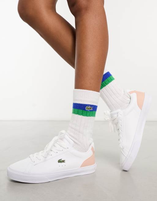 Chaussure lacoste blanche online et rose