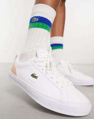 Lacoste Lerond Pro trainers in white and pink