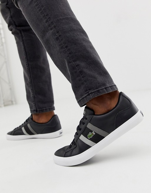 Lacoste Lerond sneakers with side stripe in black leather | ASOS