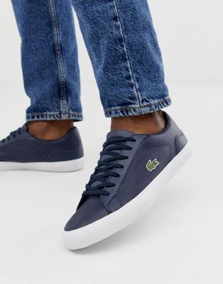 Lacoste Lerond trainers in navy leather 