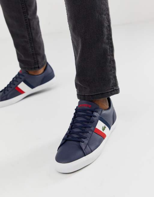 Lacoste lerond navy best sale leather