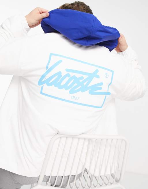 Lacoste - Lichtgewicht jack met print op de achterkant in wit