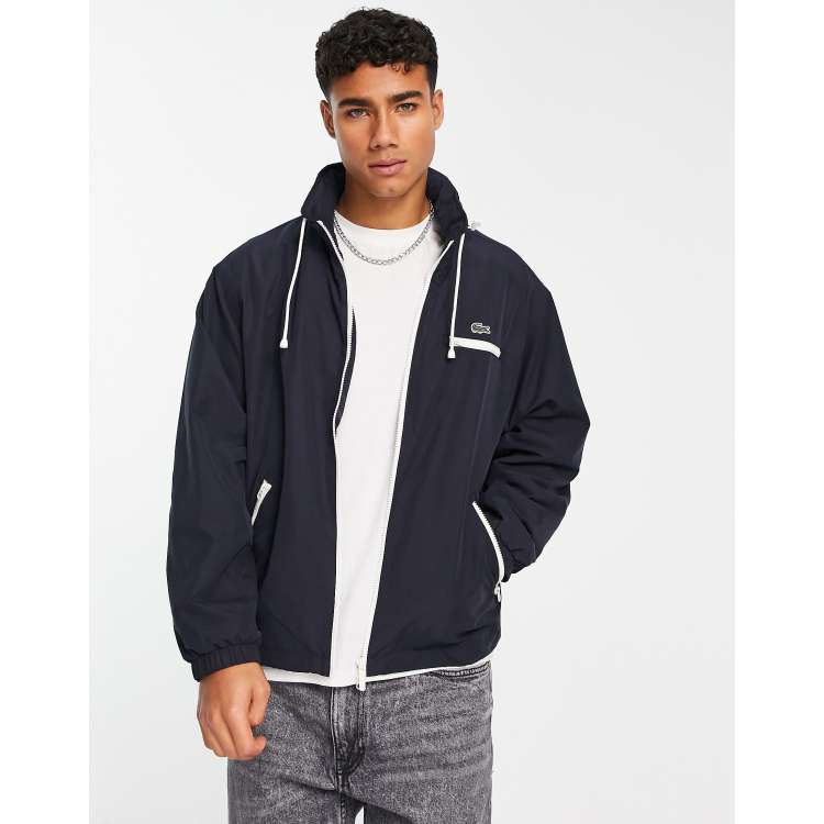 Lacoste lightweight hooded windbreaker in navy ASOS