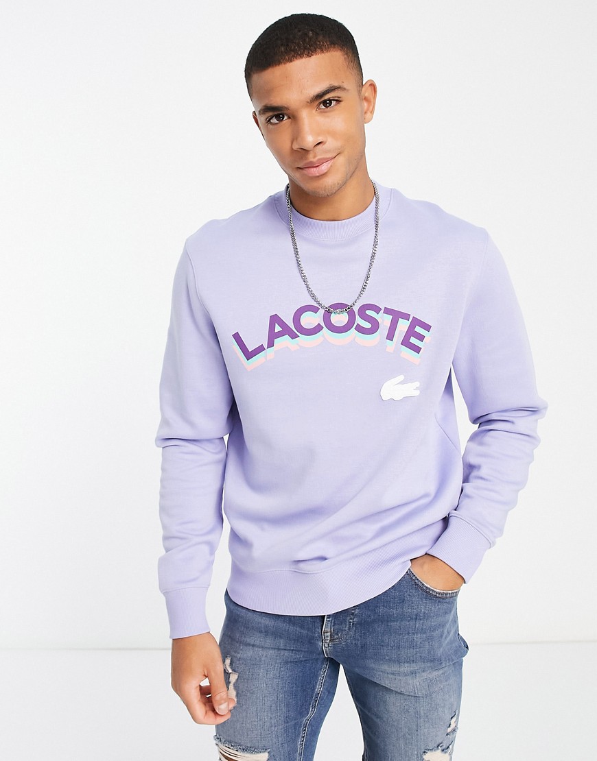 Lacoste – Lila sweatshirt med rund halsringning och 3D-logga