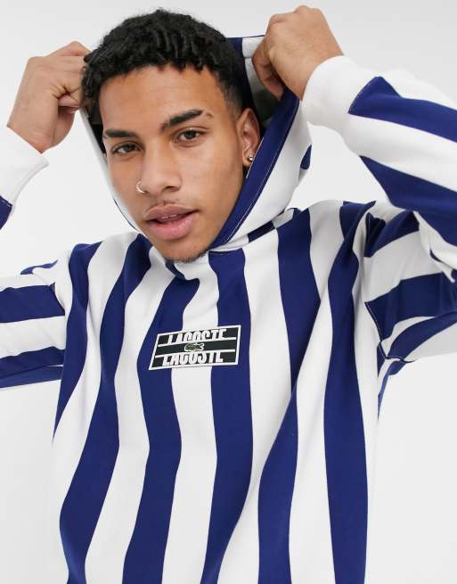 Tag telefonen Overflod Tilstand Lacoste live badge hooded striped fleece sweatshirt | ASOS