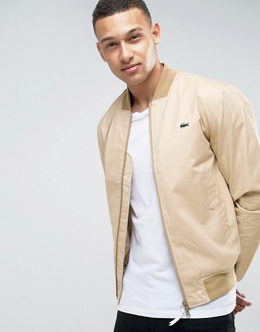 Lacoste Live Bomber Jacket Small Croc in Beige | ASOS