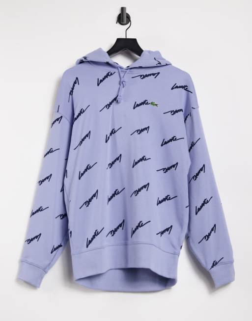 Lacoste live hooded print fleece sweatshirt