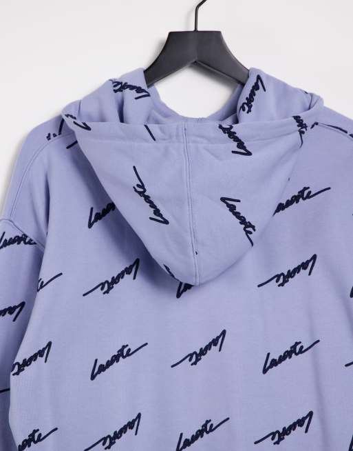 Lacoste live hooded print fleece sweatshirt