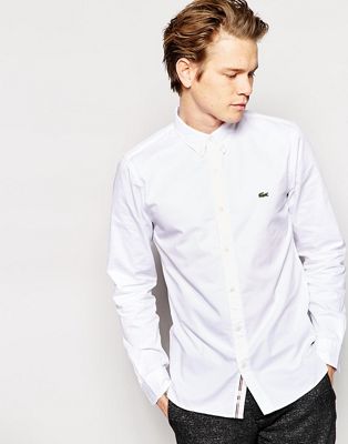 lacoste white oxford shirt