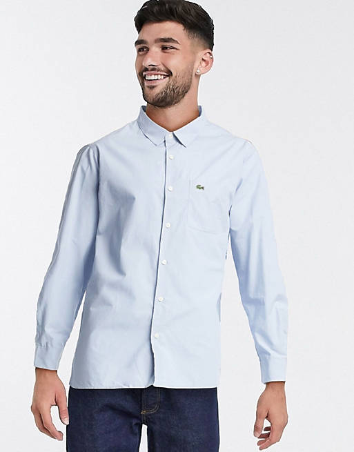 Enlighten Følelse effektivitet Lacoste Live plain long sleeve shirt in blue | ASOS