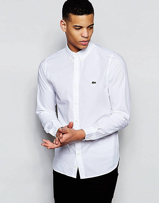 Transplant intellectual cassette Lacoste Live Shirt in Cotton Twill in Skinny Slim Fit in White | ASOS