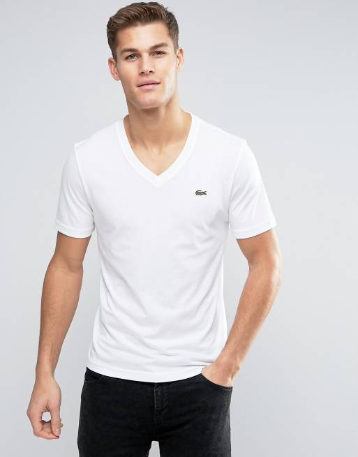 Lacoste white v on sale neck t shirt