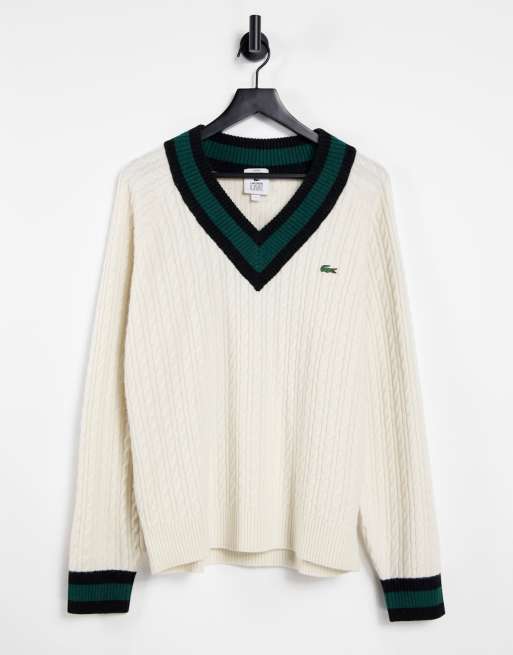 Lacoste Live unisex cricket sweater with croc badge logo