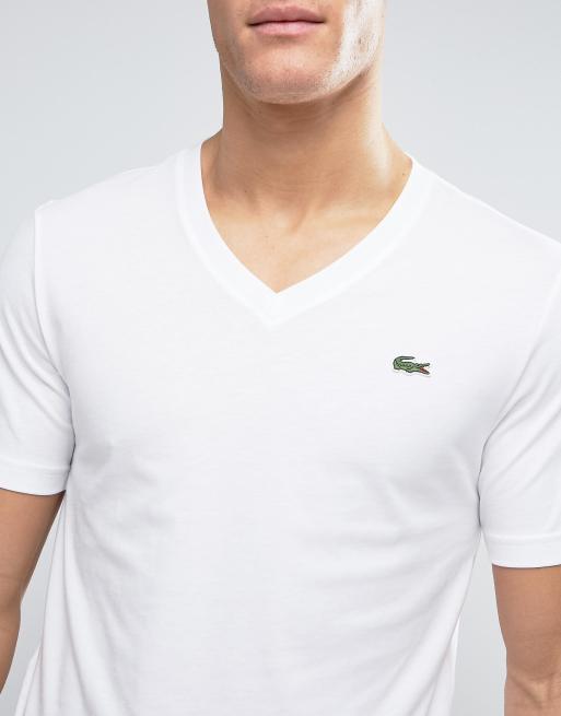 Lacoste Live Polo Shirt With Large Croc In White Slim Fit