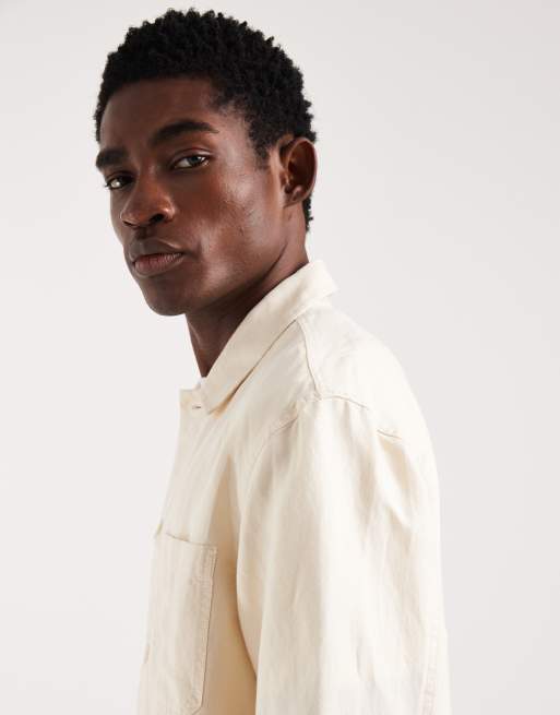 Lacoste – Ljusbeige, vävd overshirt, 4 av 5