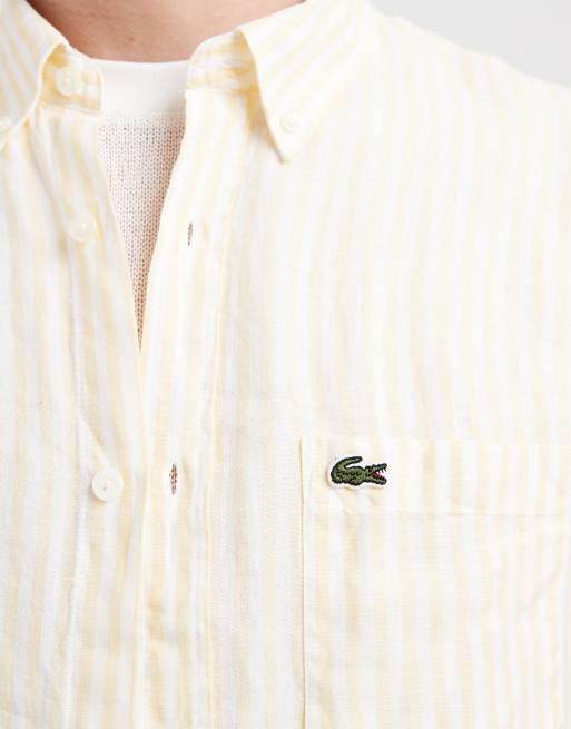 Lacoste – Lniana koszula oxford w żółte paski , 3 z 5