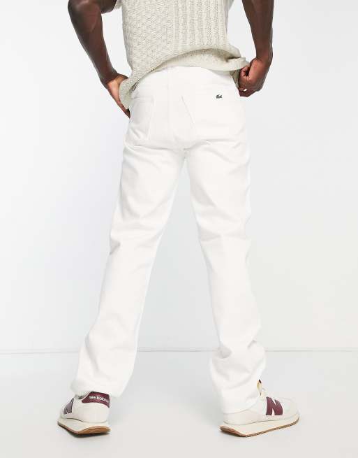 Lacoste – Locker geschnittene Jeans in Weiß im Five-Pocket-Design, 2 von 4