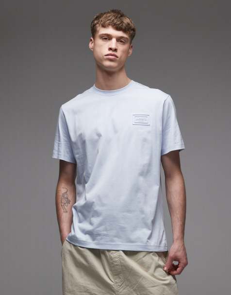Lacoste – Locker geschnittenes T-Shirt in Hellblau mit geprägtem Logo - view 1