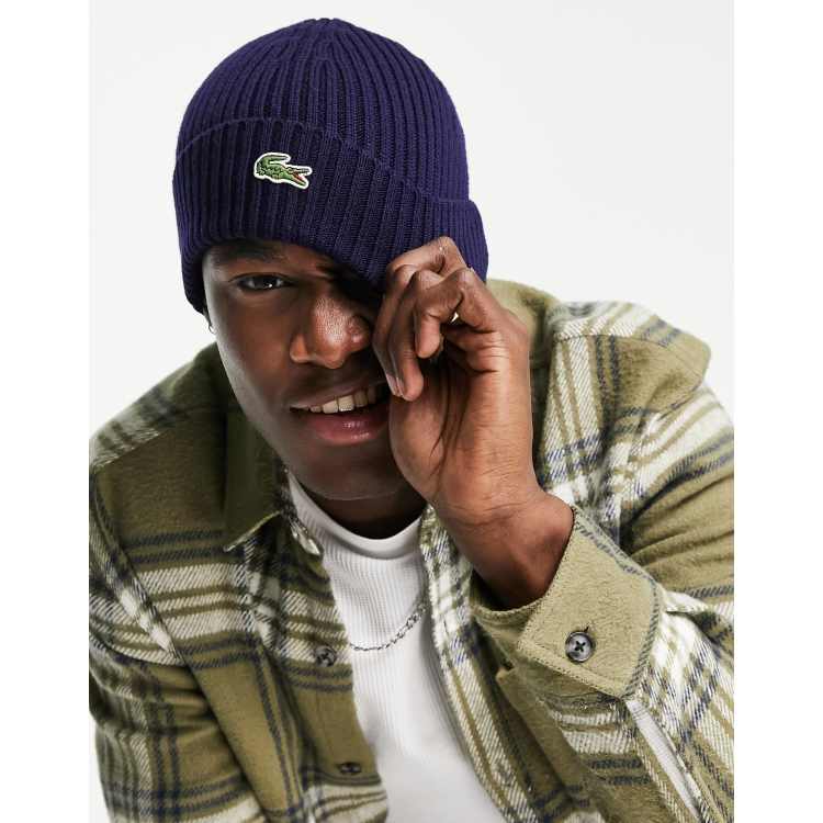 Lacoste beanie hat in navy ASOS