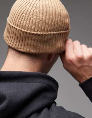 Lacoste Logo Beanie In Brown