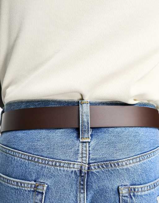 Lacoste logo belt in brown ASOS