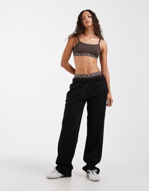 Lacoste logo bralette in brown, 2 of 4