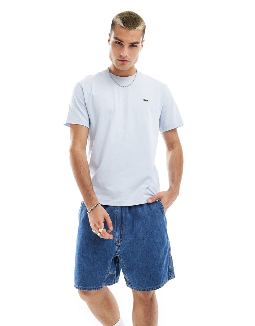 Lacoste logo classic fit t-shirt in light blue-White