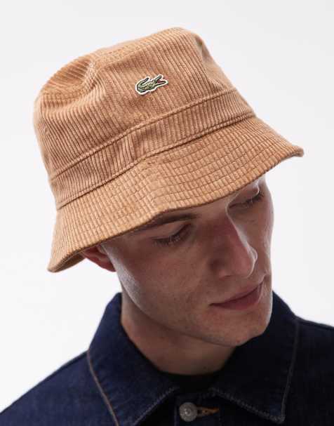 Lacoste logo cord bucket hat in brown - view 1