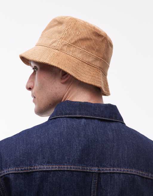 Lacoste logo cord bucket hat in brown, 2 of 3