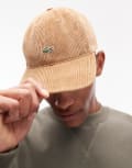 [Lacoste] Lacoste logo cord cap in brown One Size DATE BROWN