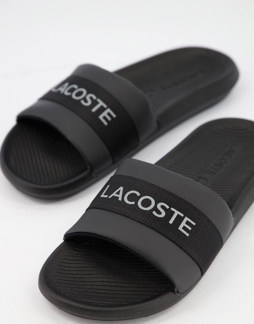 Lacoste logo croco slides in black