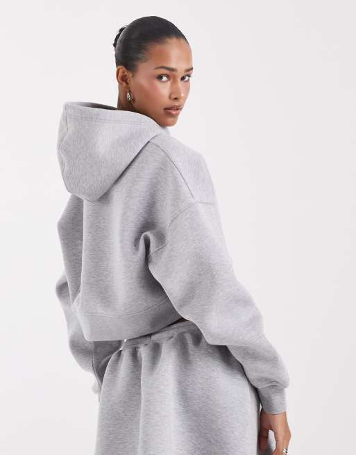 Lacoste logo cropped hoodie in grey, 4 of 4