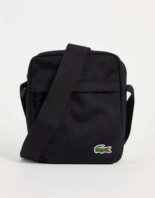 Lacoste: Black Embroidered Crossbody Bag