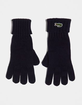Lacoste logo gloves in navy