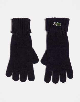 Lacoste logo gloves in navy