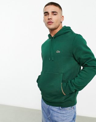 Lacoste logo hoodie in dark green