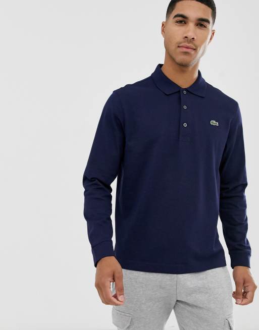 Polo manche longue bleu marine hot sale