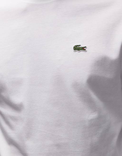 Lacoste logo long sleeve t-shirt in white, 3 of 5