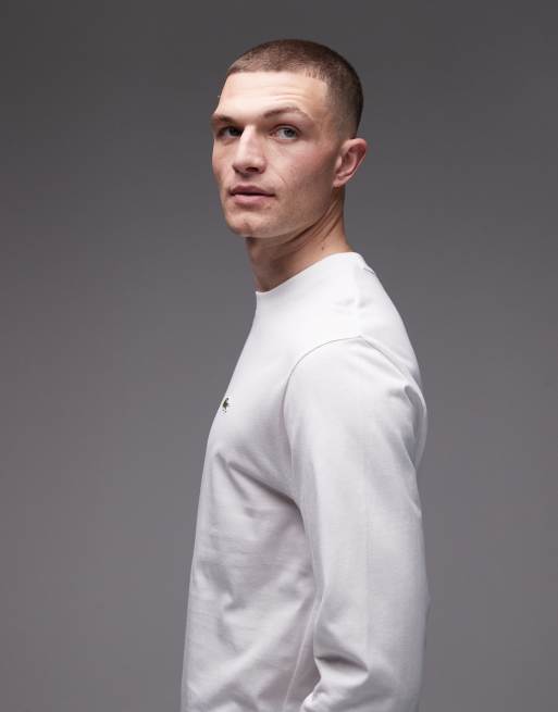 Lacoste logo long sleeve t-shirt in white, 5 of 5
