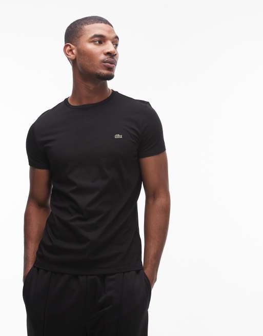 Lacoste logo pima cotton t shirt in black ASOS